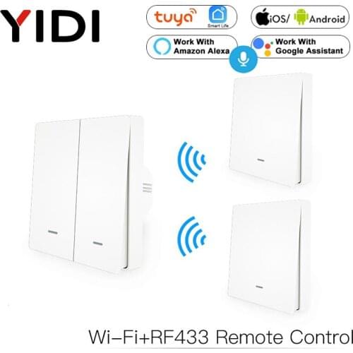 Tuya WiFi Smart Push Button Switch RF433 Wall Panel Transmitter Kit Smart life App Remote Control Works with Alexa Google Home