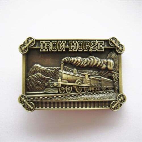 Vintage Bronze Plated Iron Horse Train Belt Buckle Gurtelschnalle Boucle de ceinture
