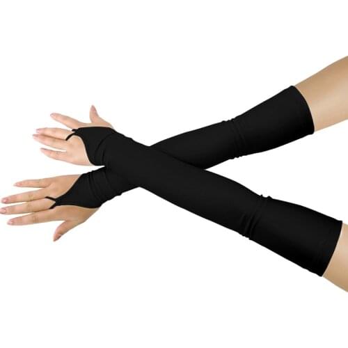 Ensnovo Womens Stretchy Nylon Fingerless Over Elbow Opera Long Spandex Gloves 18 inch