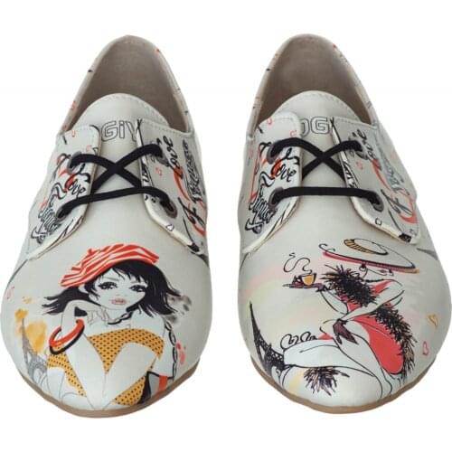 PARIS PATTERNED CUSTOM DESIGN WOMEN LACED BALLERINA