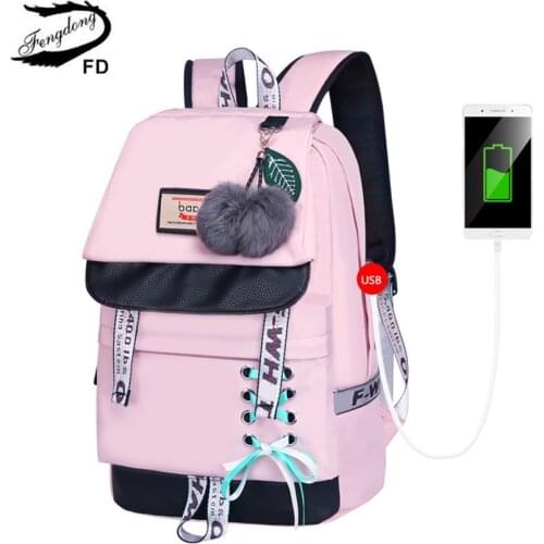 Fengdong backpacks for children school bags for teenage girls feathers print schoolbag backpack child bag kids laptop backpack