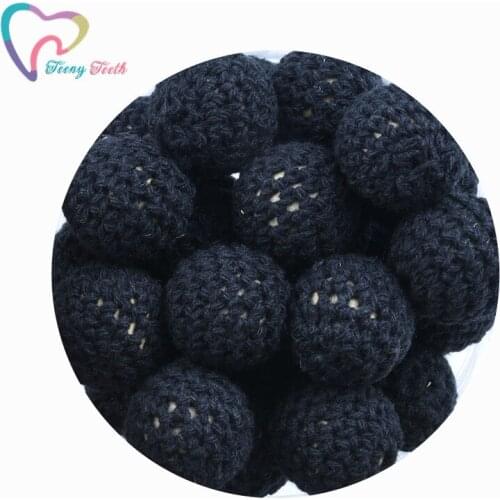10PCS Black Color Accessories 16-20 MM Crochet Wooden Round Beads DIY Nursing Jewelry Organic Teething Teether Crochet Beads