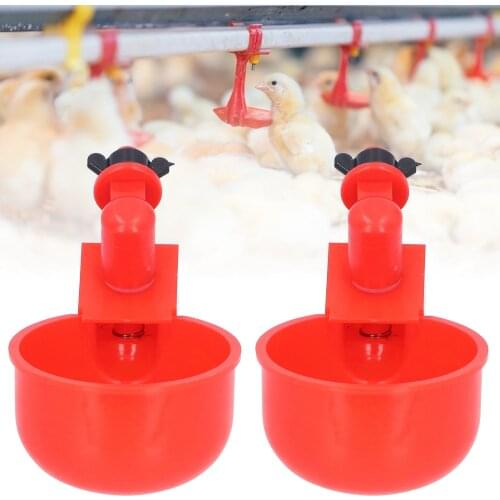 2 Pcs Chicken Quail Hanging Water Cups Nipple Drinking Bowl Birds Water Bowl Drinker Cups for Backyard Automatic Poultry