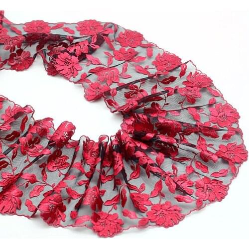 2Yards Red Embroidered Flower Lace Trim High Quality French Fabric Lace DIY Craft&Sewing Dress Clothing Accessories