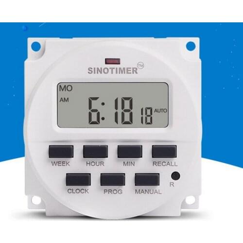 20pcs 15.98 inch Digital 220V 110V 24V 12V AC 7 Days Programmable Timer Switch with UL listed Relay inside TM618N