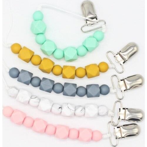 2021 Personalised Pacifier Clips Baby Accessories Newborn Solid Color Pacifier Holder Silicone Teether Chupetero Silicona