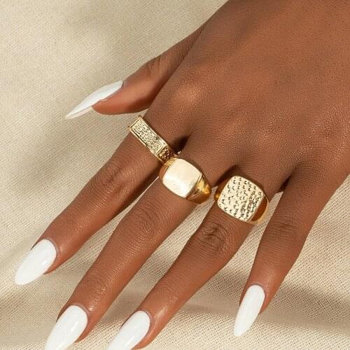3 Pieces/Set Ins Trendy Gold Irregular Knuckle Minimalism Finger Rings Korean Fashion Women Party Jewelry