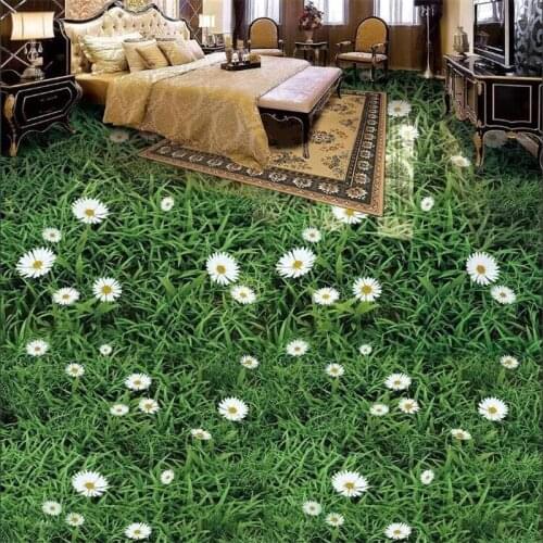 Beibehang Custom floor painting 3d self-adhesive decorative painting plant flower green grass meadow 3D floor painting wallpaper