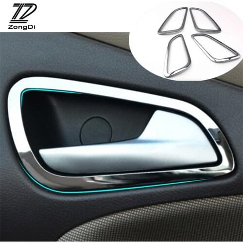 4PCS Stainless Steel Interior Doors Hand-clasping Decoration Ring Stickers For Ford Focus 3 MK3 Accessories 2012 2013 2014