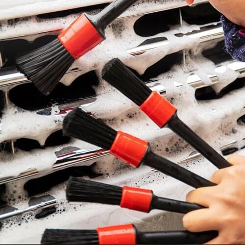 5pcs Car Cleaning Brush Car Air Conditioning Air Outlet Brush Wheel Hub Rim Brush Engine Crevice Dirt Dust Cleaning Brush