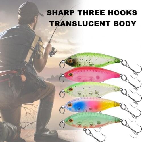 5Pcs/Set Shallow Water Luya Bait Floating Pencil 4.5cm Bionic Fake Lure Artificial Fishing Faux Bait With Sharp Treble Hooks
