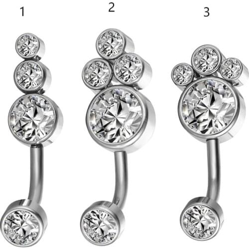 50pcs/Lot Surgical Steel Gems Navel Belly Ring Button Bar Internally Threaded Navel Body Piercing Jewelry 14G New Styles