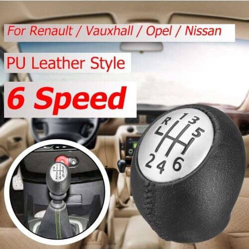 6 Speed PU Leather Gear Shift Shifter Knob Lever Stick Handball 328650005R For Renault Megane Clio Laguna Scenic Vauxhall Opel