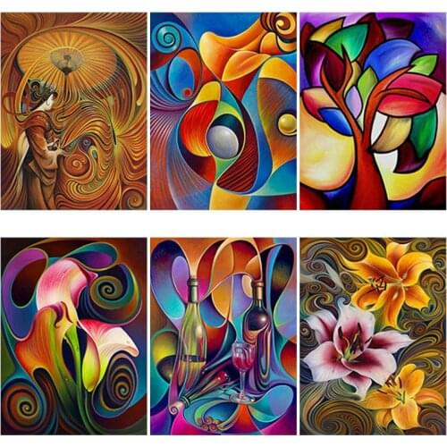 Abstract Diamond Art Painting Flower Vase Jewel Cross Stitch 5D Handmade Arts and Crafts Home Decor Mosaic Paint Kit