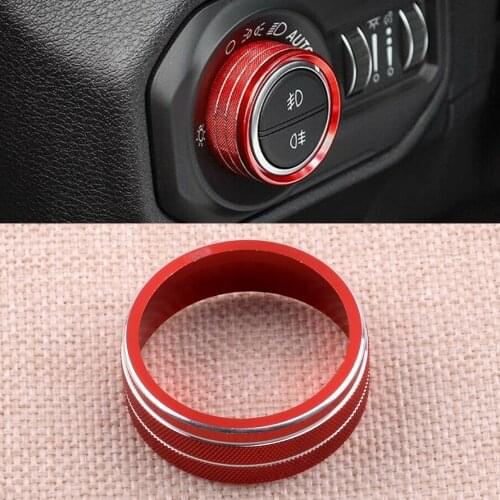 Car New Red Aluminum Headlight Switch Button Ring Trim Cover Fit for Jeep Gladiator 2020 Accessories