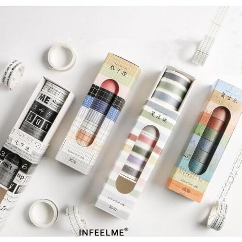 10 Pcs/pack Retro Alphabet Number grid Decorative Washi Tape Adhesive Tape Diy Scrapbooking Sticker Label Masking Craft Tape