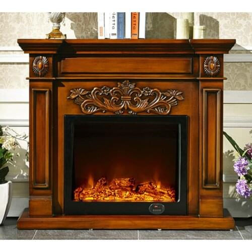 Decorative fireplace W130cm English style chimneypiece wood mantel electric fireplace insert firebox LED optical flame