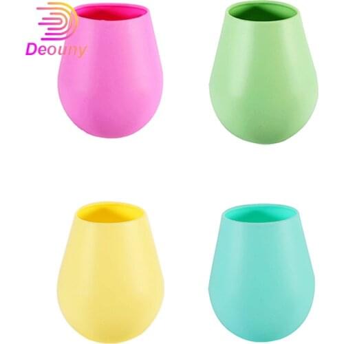 DEOUNY Unbreakable 400ml Silicone Wine Glass Shatterproof Flexible Rubber Cup Swimming Pool Outdoor Drinkware