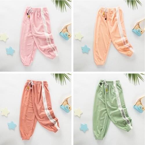 2 3 4 5 Years Old Kids Breathable Loose Trousers Pure Color Girls Harem Pants 2021 Summer Trendy Pant Casual Trousers