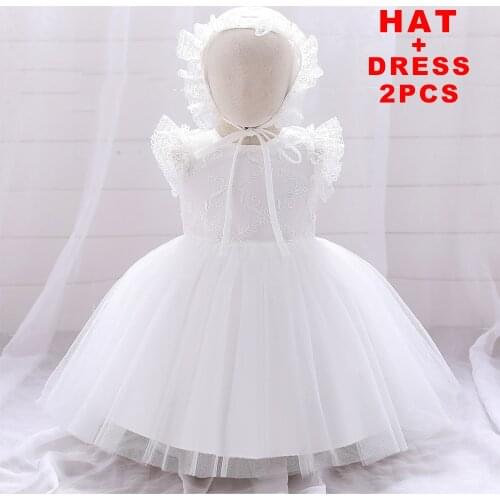 Vintage White Baby Girl Dress Baptism Dresses for Girls 1st Year Birthday Party Wedding Christening Dress Infant Clothing Bebes