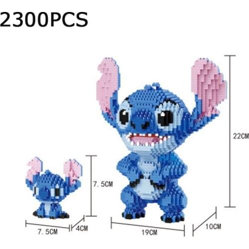 Disney cartoon Lilo & Stitch figures 2in1 micro diamond blocks Alien monsters building brick educational toy nanobrick for kids