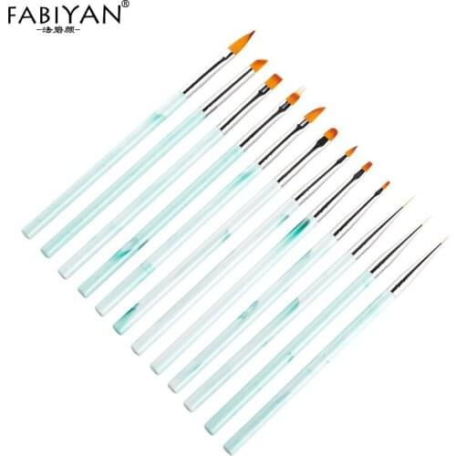 Brush Flower Nail Art UV Gel Painting Drawing Liner Blooming Dotting Carving Extension Builder Mint Green