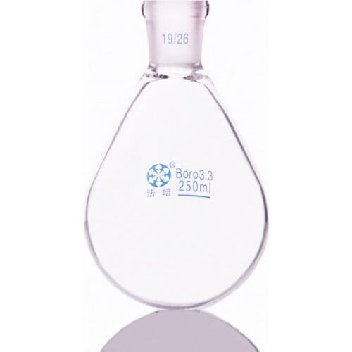 Flask eggplant shape,short neck standard grinding mouth,Capacity 250ml and joint 19/26,Eggplant-shaped flask