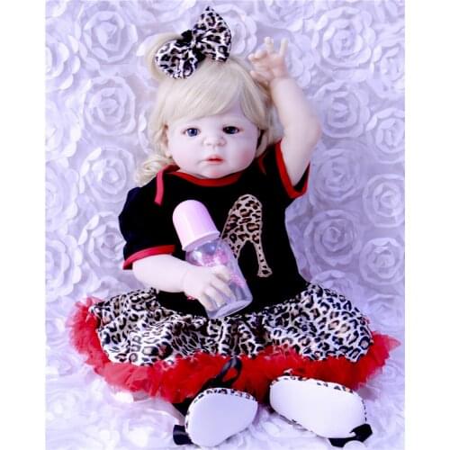 23" Full Silicone Reborn Girl Baby Doll Toy Lifelike modeling infant dolls baby dolls play house toys bonecas pink lol princess