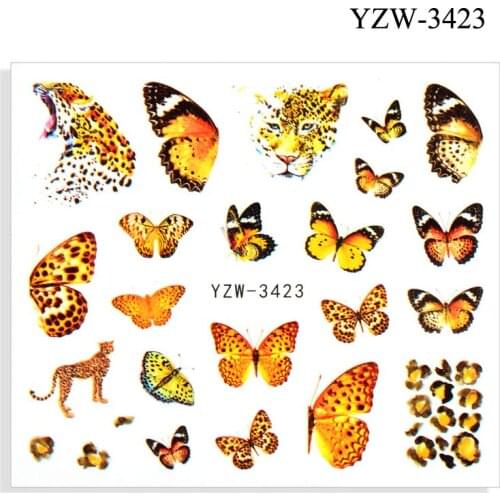 Leopard Nail Art Sticker Liners Animal Butterfly Tattoo Sliders Water Transfer Leaf Manicure Decoration Wraps