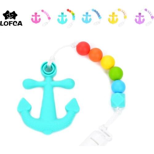 LOFCA Baby Teether Silicone Anchor Pacifier Chain Baby Carrier Teething Toys BAP free Pendant DIY Necklace Food Grade Chew Beads