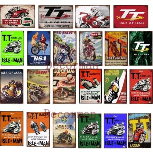 [ Mike86 ] TT ISLE OF MAN Race BSA Motor Custom Metal Sign Shabby chic Retro wall Painting Bar Art 20*30 CM LTA-1694