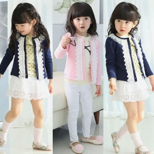 Lovely Baby Toddler Infant Girls Fur Fleece Cardigan Jacket Coat Knit Sweater Outwear Cute Clothes