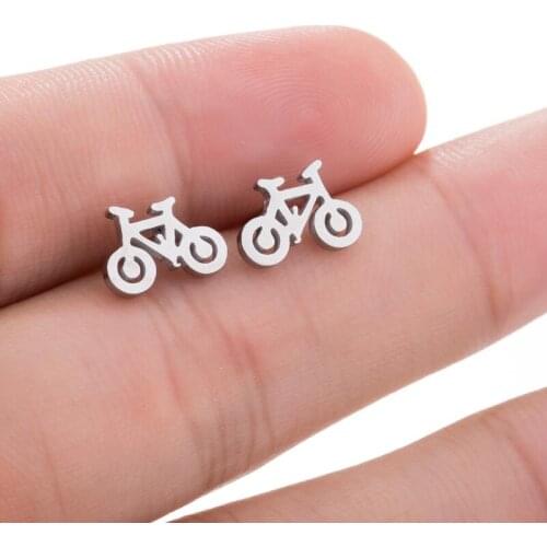 Fashionable Women Jewelry Bicycle Shape Stud Earrings Stainless Steel Trendy Jewelry For Girlfriend Gift Party Acceddories
