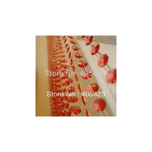 Can be customized/5meter/lot,AAA+ size 14mm Shining red color Octagon glass Crystal bead curtain Wedding Decoration Room Divider