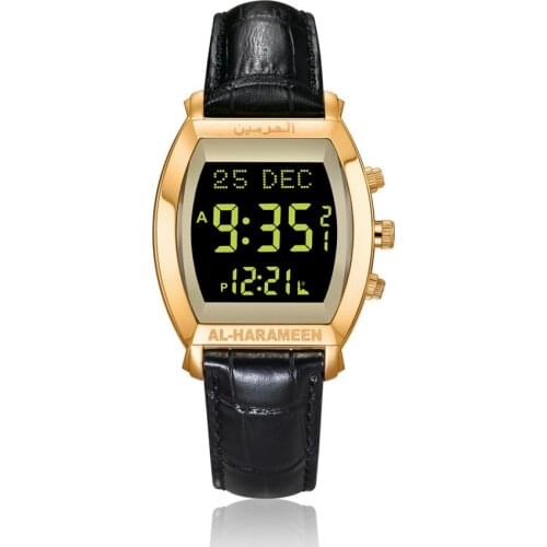 Muslim Wristwatch with Qibla Direction Hijri and Prayer Alarm Islmaic Clock Including Adhan Time