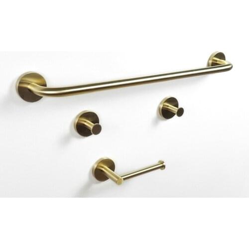 Bathroom Hardware Set Towel Bar Rack Toilet Roll Paper Holder Robe Towel Hook Stainless Steel Brushed Gold Bathroom Accessories