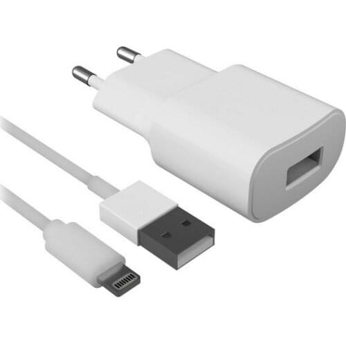 Wall Charger + MFI Certified Lightning Cable Contact 2.1A White