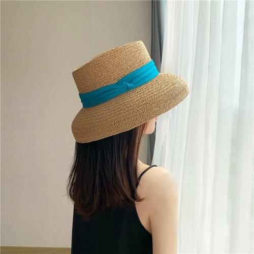 202106-may-2508752 new Hepburn style summer paper grass Lampshade modeling leisure lady sun cap women leisure hat