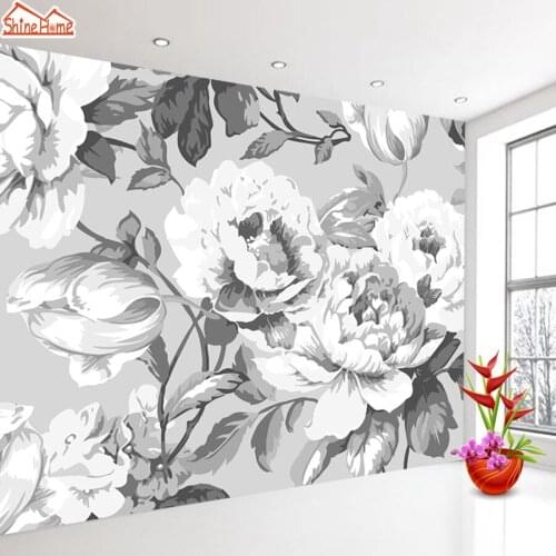 Nature Floral 3d Decor Wallpaper Black White Rose Photo Sofa Background Wall Murals Non-woven Wallpapers for Living Room Rolls