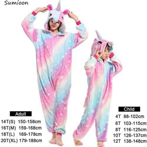 Pajamas For Girls Boys Adults Animal Pajamas Sets Sleepwear Unicorn Pajamas Kigurumi Unicornio Women Onesie Pyjamas Kids