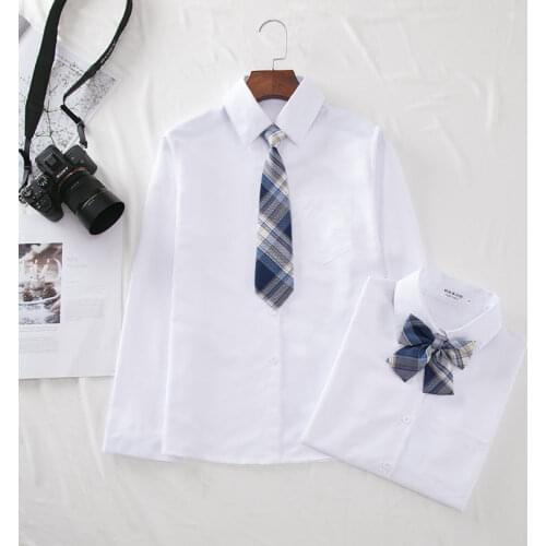 JK Style Long Sleeve Shirt Women Summer Business Solid White Tops With Tie Students Japanese Korean Female Shirts Harajuku Style