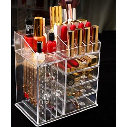 Earrings Jewelry Storage Box Lipstick Display Stand Integrated Desktop Earring Necklace Dustproof Makeup Display Stand