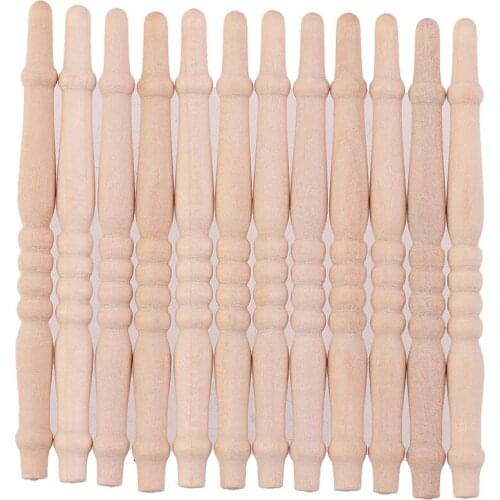DIY Spindles Balusters Wooden Dollhouse Miniature 1/12 Scale Stair Railing Furniture Toys