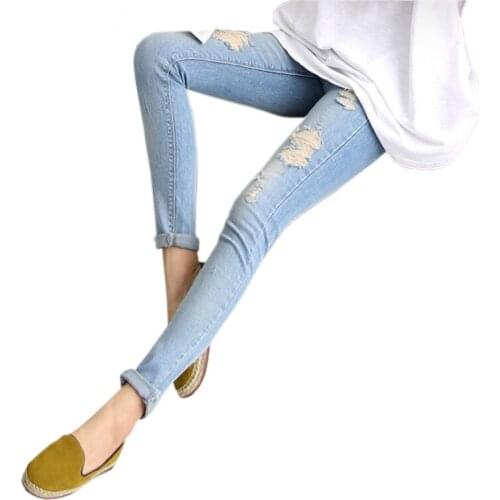 Maternity Pants Spring Autumn Pregnant Hole Trousers For Pregnant Women Fashion Maternity Pregnant Clothes Overalls Jeans Pants