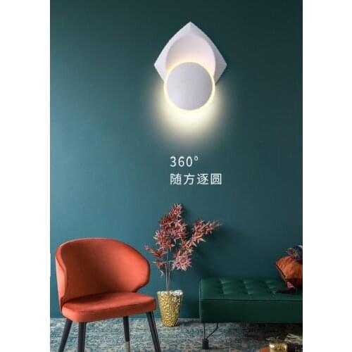 Nordic creative 360 degree rotating wall lamp bedroom bedside lamp living room study background light hotel bar aisle lights