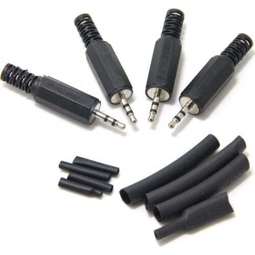 Replacement 4-Pack TRS Male Plug 3 Pole Stereo 2.5mm Solder Type DIY Audio Cable Connector for Repair Headphones Headset