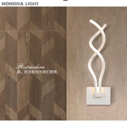 Modern LED Wall-Lights Home Decor Aluminum Black/White Curve Lamps for Living Room Bedroom Corridor New Indoor Lightings MOMODA