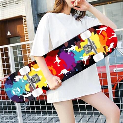 Standard Skateboard Double Kick Design Easy to Control Four-Wheels Complete Standard Professional Skateboard for Teens