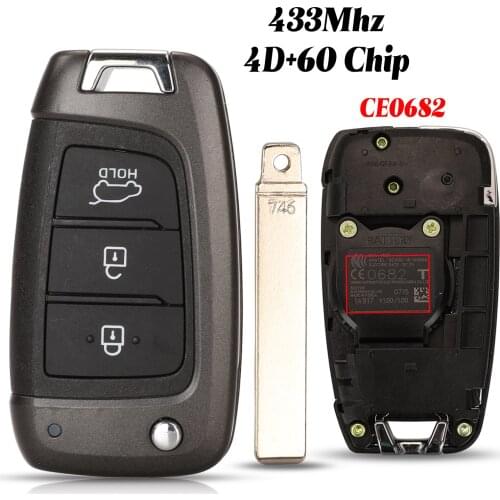 Jingyuqin 3BTN Smart Remote Car Key 433Mhz 4D+60 Chip For Hyundai Elantra Solaris 2017 Santa Fe Verna Tucson i35 i40 Genesis Fe