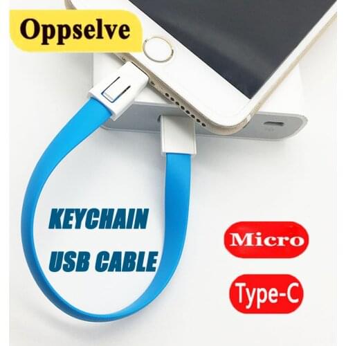 Keychain USB Cable Charge Wire Cord For Micro USB Type C Smartphone Cord USBC For Samsung Galaxy S21 S10 Huawei P40 P30 Xiaomi